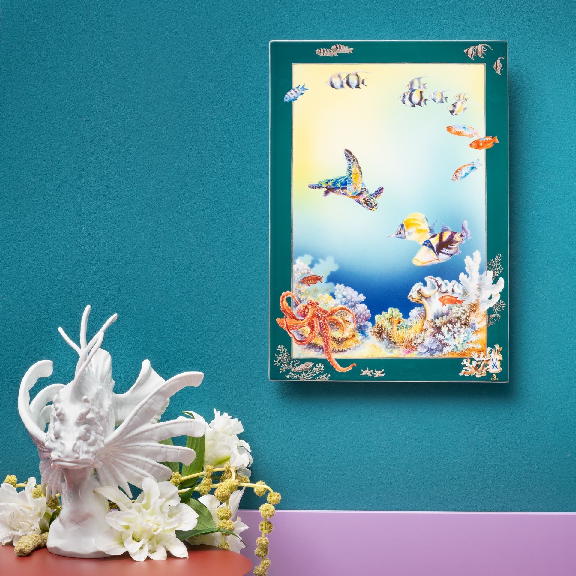 Wandbild Faszinierende Unterwasserwelt, Porzellan, H 43 cm, Limitierte Auflage 25 Stück | Meissen Limitierte Meisterwerke 936984 - 9m231 - Meissen Weimar