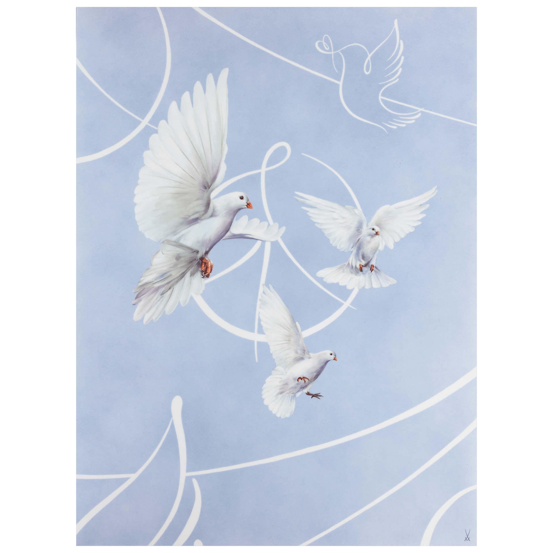 Wandbild Friedenstauben, Porzellan, H 80 cm | Meissen Wandbilder - Edition 936s15 - 9ma70 - Meissen Weimar