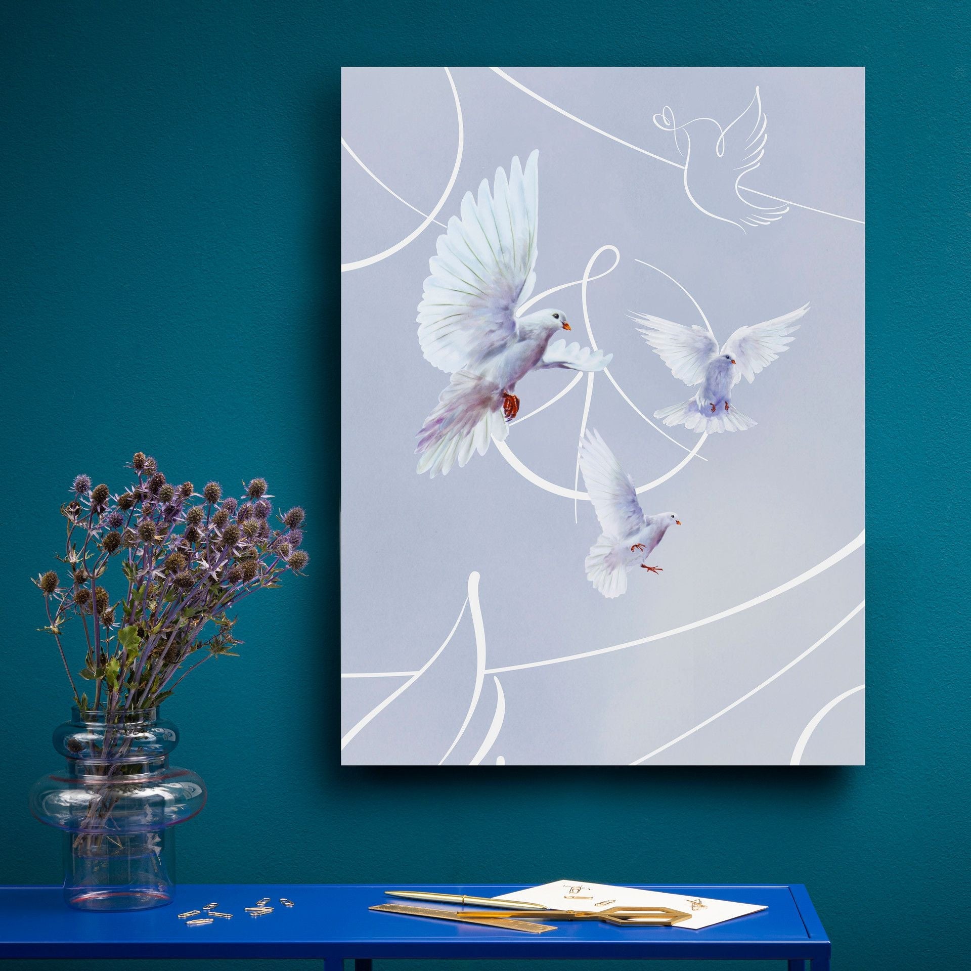 Wandbild Friedenstauben, Porzellan, H 80 cm | Meissen Wandbilder - Edition 936s15 - 9ma70 - Meissen Weimar