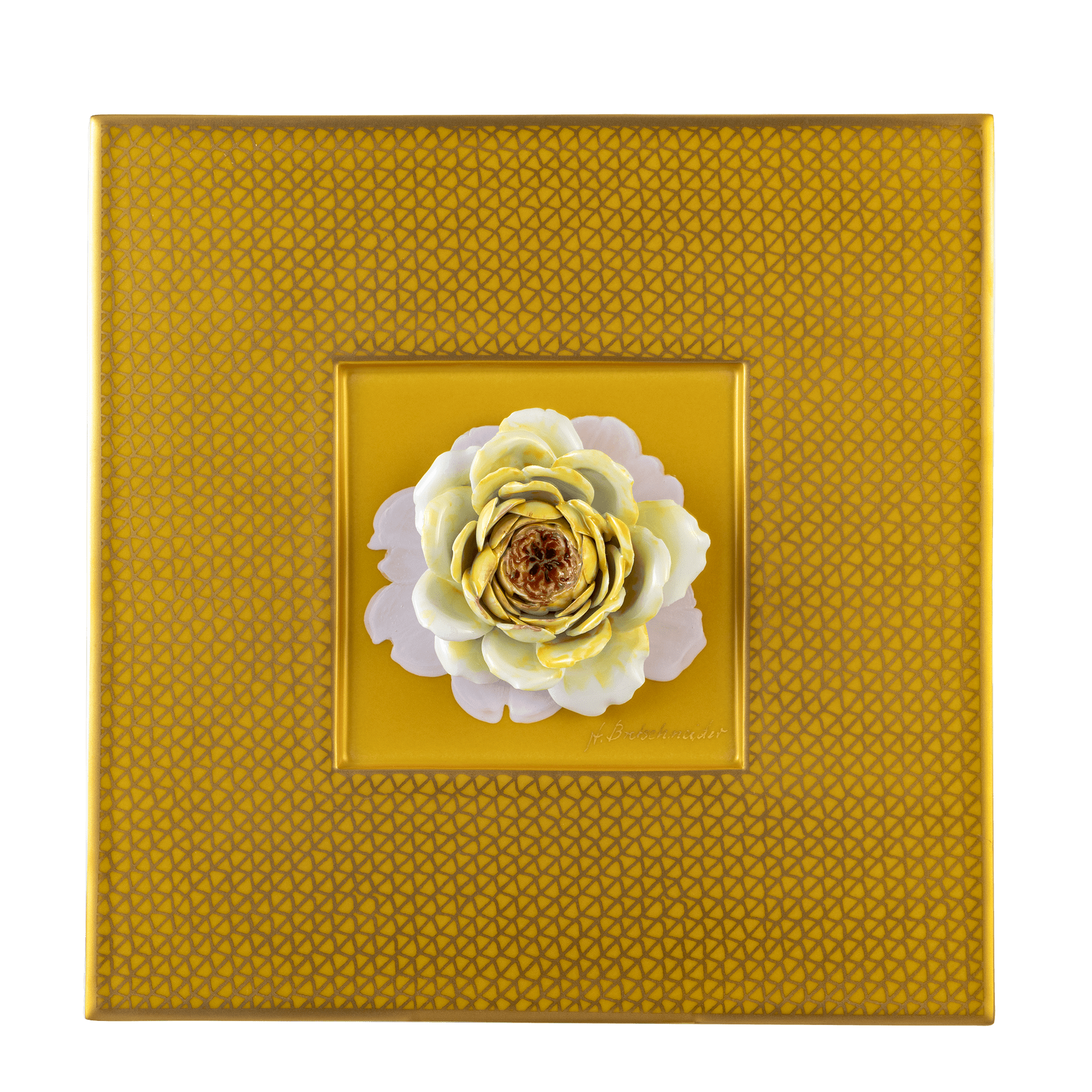 Wandbild Gelbe Rose, 23 x 23 cm | Meissen Unikate 63c059-u6678 - Meissen Weimar