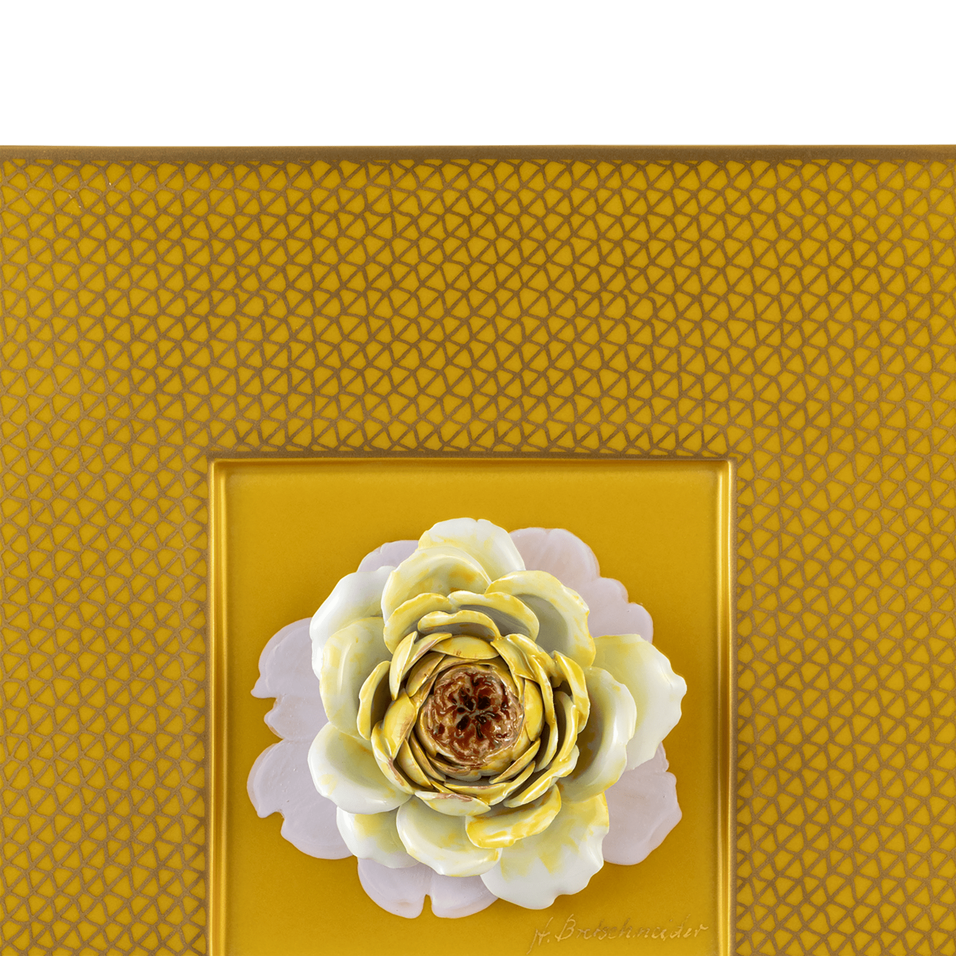 Wandbild Gelbe Rose, 23 x 23 cm | Meissen Unikate 63c059-u6678 - Meissen Weimar