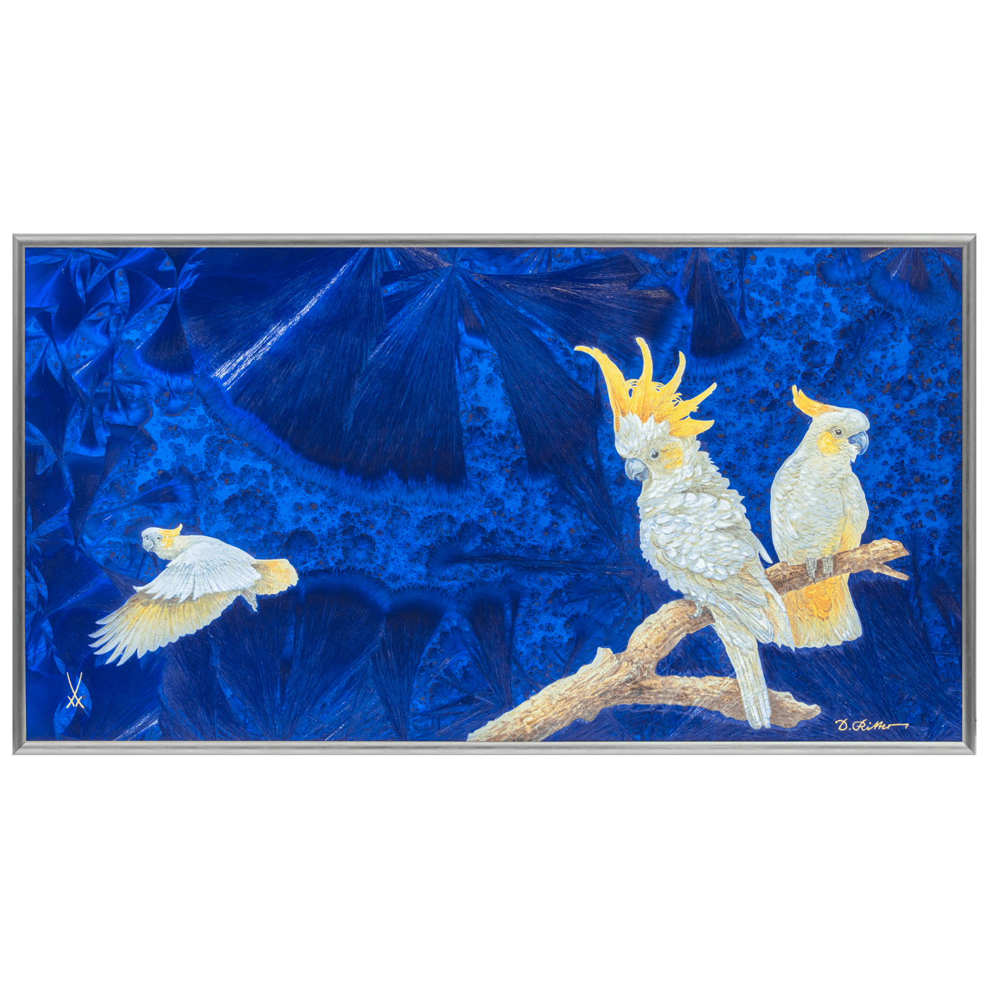 Wandbild Gelbwangenkakadu Porzellan H 34 cm | Meissen Wandbilder - Edition 65c165 - 9ma72 - Meissen Weimar