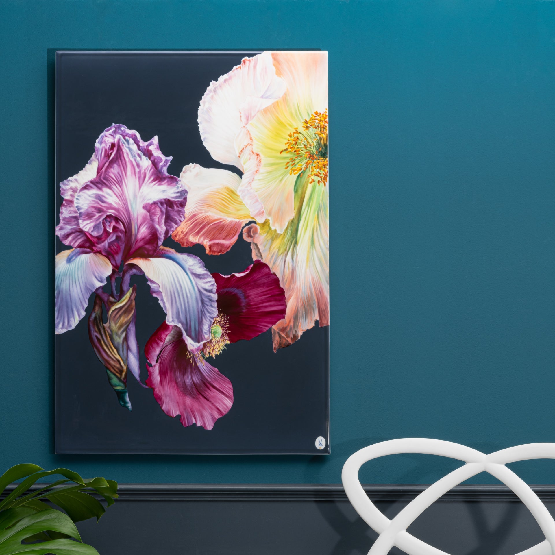 Wandbild Giant Bloom - Iris & Mohn, H 75 cm, Limitiert | Meissen Limitierte Meisterwerke 932u84 - 9m220 - Meissen Weimar