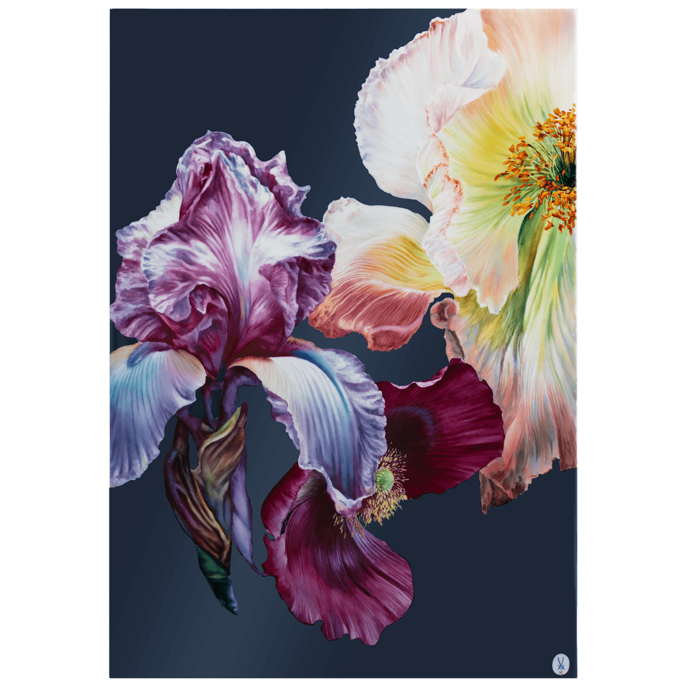 Wandbild Giant Bloom - Iris & Mohn, H 75 cm, Limitiert | Meissen Limitierte Meisterwerke 932u84 - 9m220 - Meissen Weimar