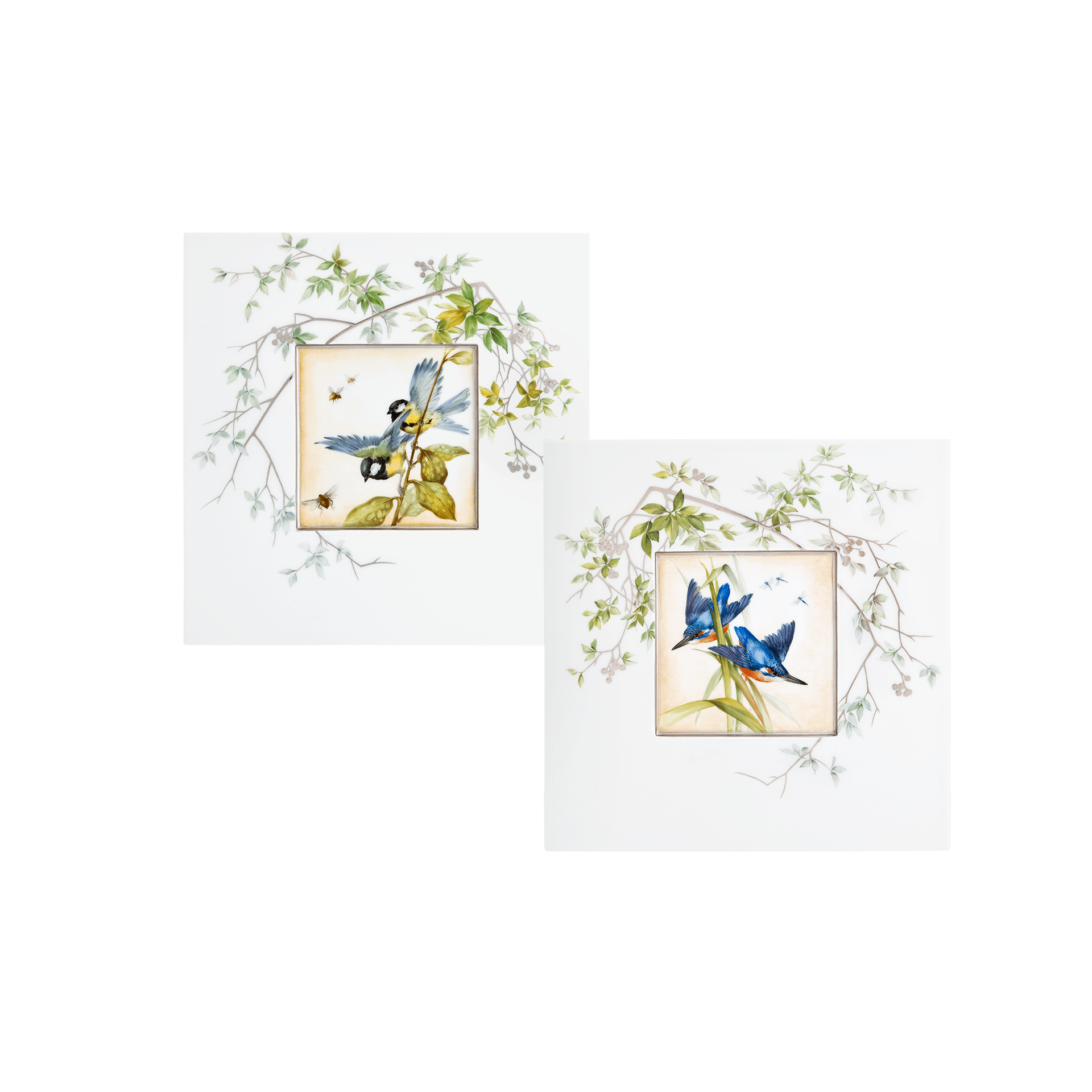 Wandbild Kohlmeisen mit Insekten, 23 cm Höhe | Meissen Limitierte Meisterwerke 261784-9m008 - Meissen Weimar