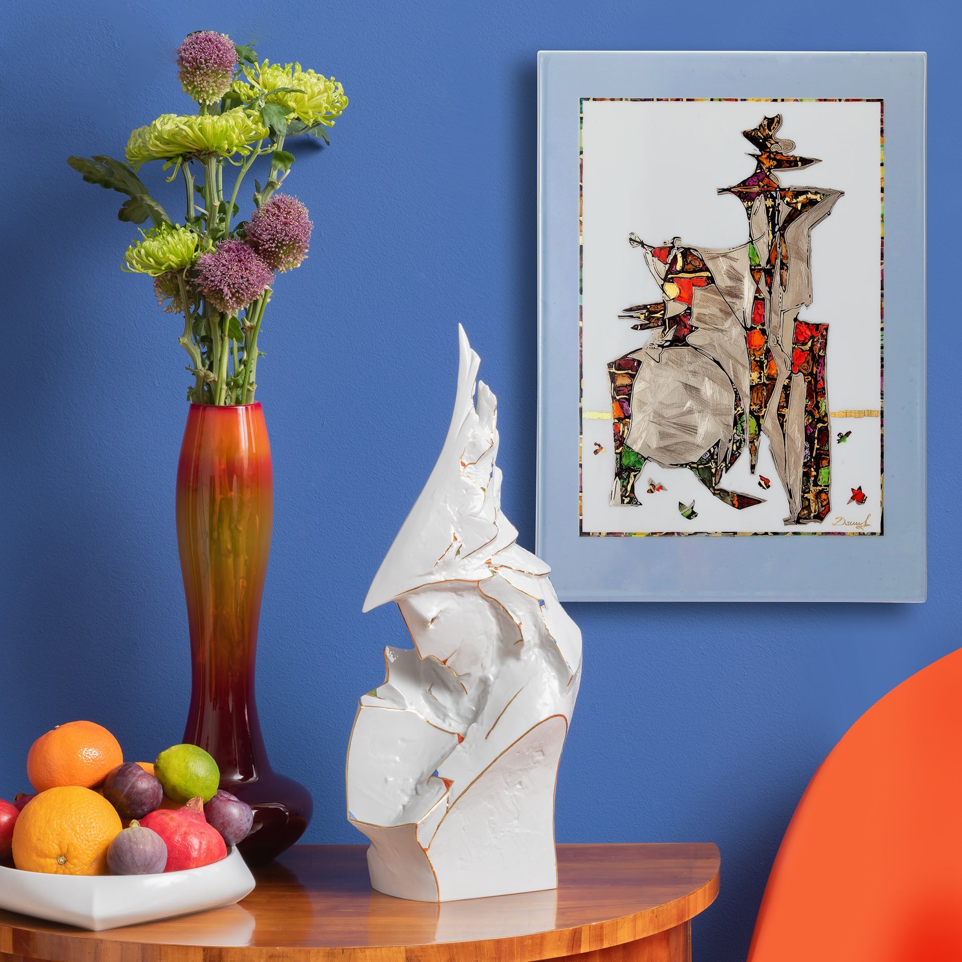 Wandbild Kristallpaar, handgemalt, H 43 cm | Meissen Limitierte Meisterwerke 935d84-9m231 - Meissen Weimar