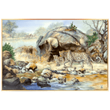 Wandbild Leopardin am Wasser, Porzellan, H 36 cm x B 53 cm, limitiert | Meissen Limitierte Meisterwerke