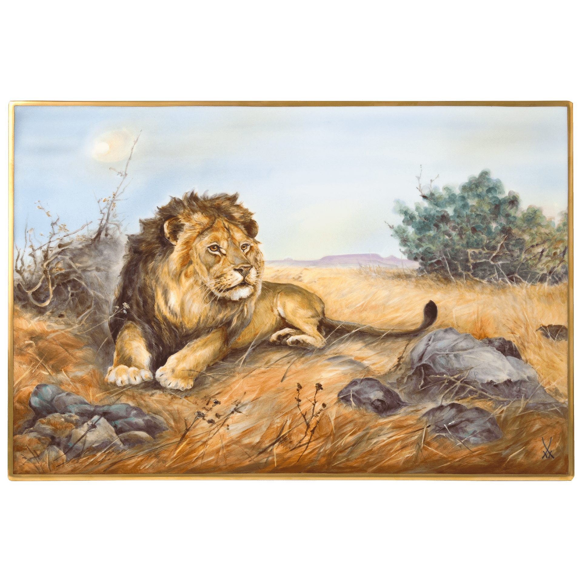 Wandbild Löwe Porzellan 36 x 53 cm | Meissen Limitierte Meisterwerke 936584 - 9m233 - Meissen Weimar