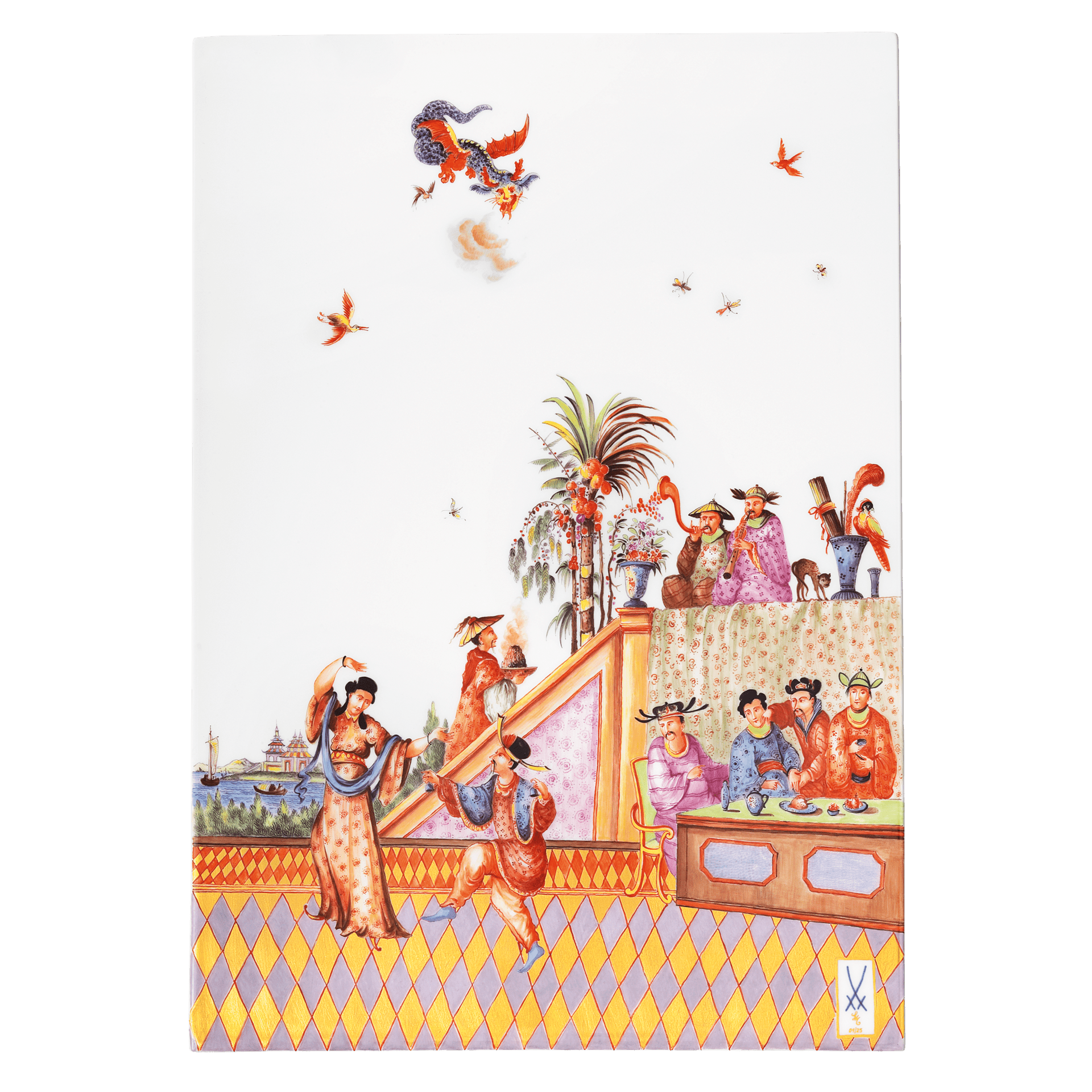 Wandbild Porzellan Chinoiserien, H 43 cm | Meissen Limitierte Meisterwerke 289784 - 9m231 - Meissen Weimar