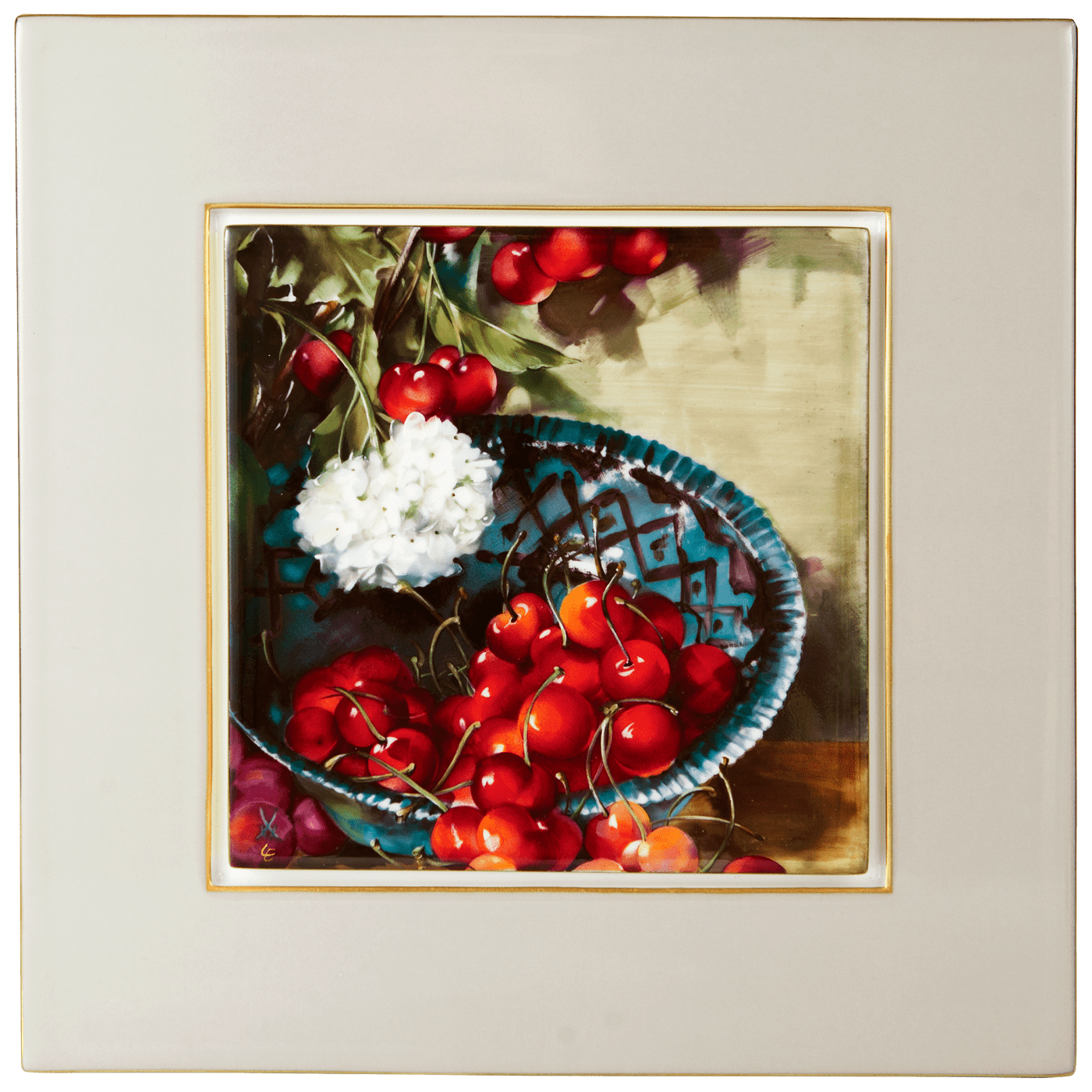 Wandbild Stillleben Kirschen, limitiert, 25 x 25 cm | Meissen Wandbilder - Edition 932a74 - 9m502 - Meissen Weimar