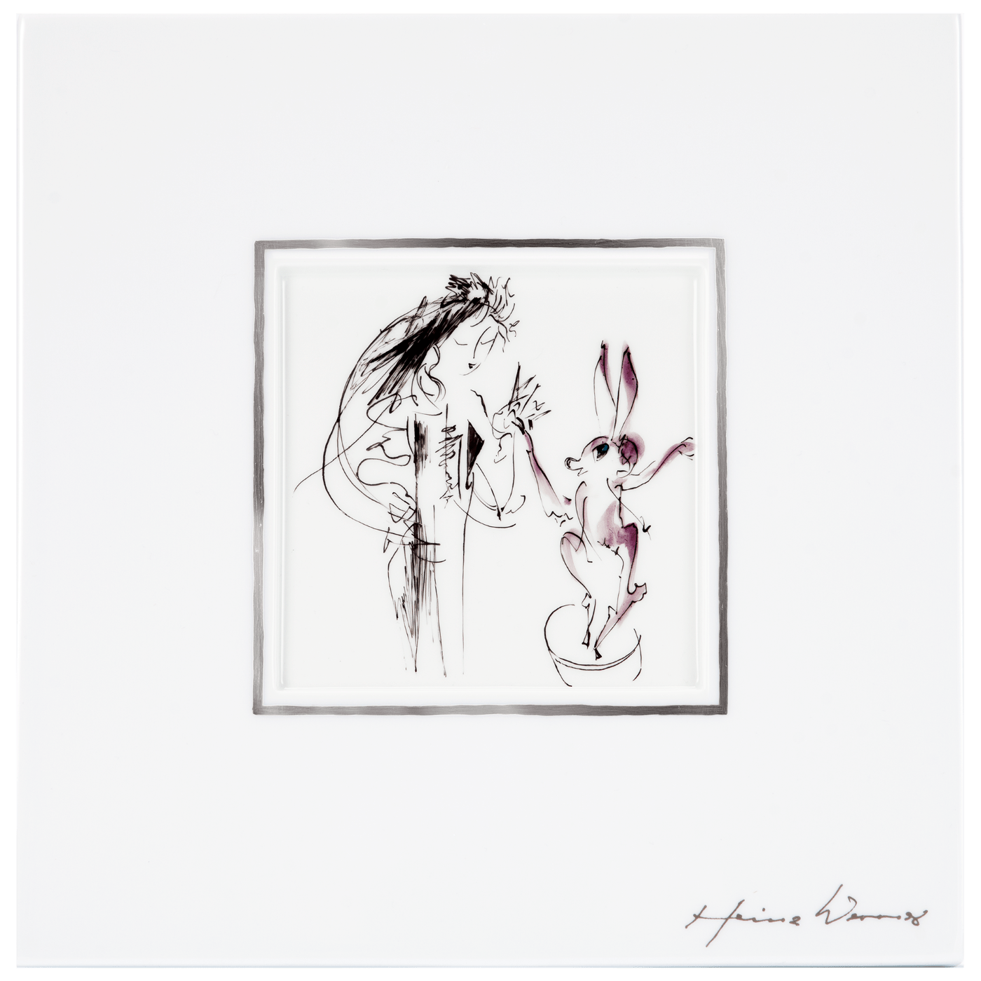 Wandbild Tänzerin mit Hase, Porzellan, 23 cm Höhe | Meissen Atelier - Edition 935243 - 9m008 - Meissen Weimar
