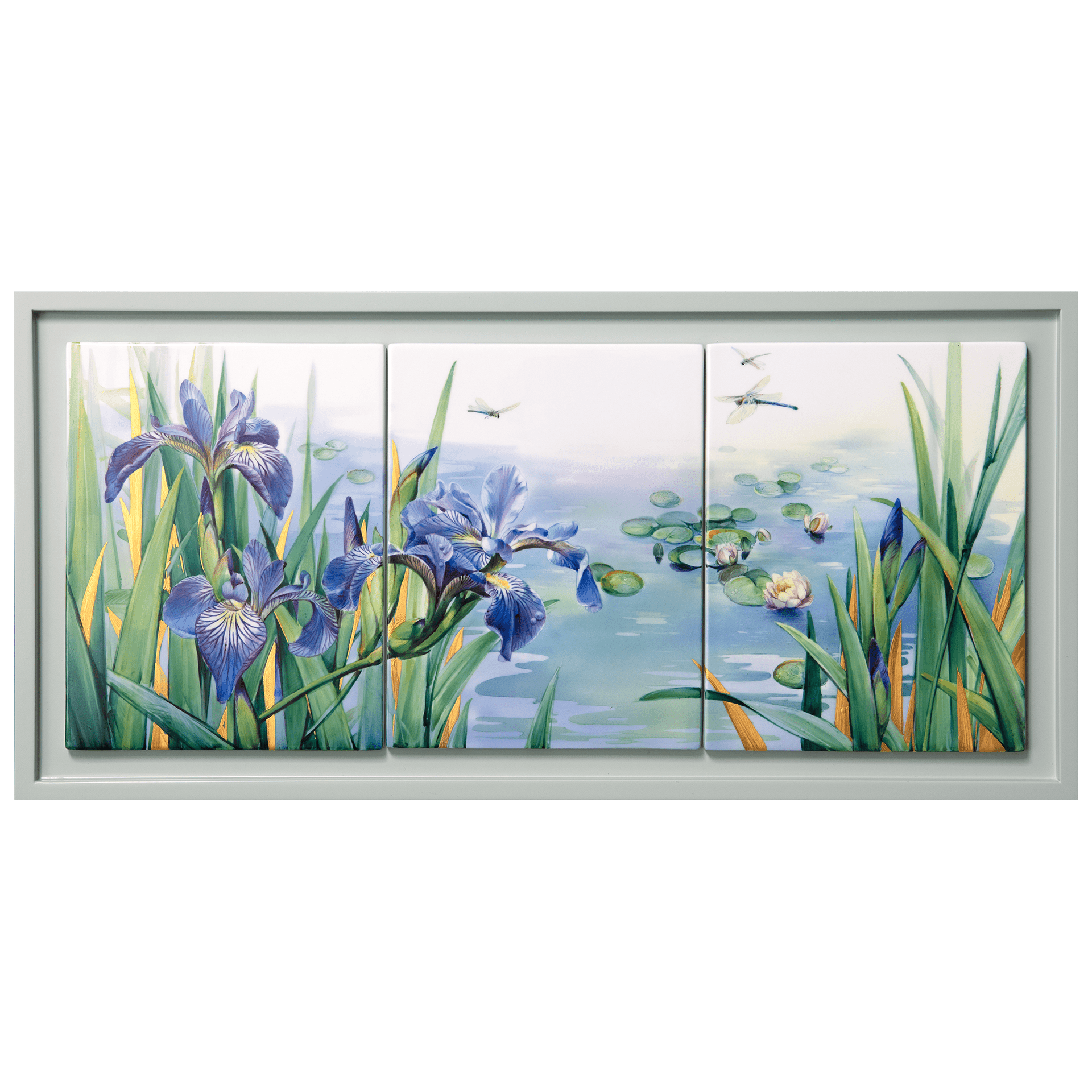 Wandbild Wasserlilien Porzellan H 25 cm, 3 - teilig | Meissen Limitierte Meisterwerke 932w84 - 9m584 - Meissen Weimar