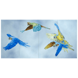 Wandgemälde Papageien im Flug, H 60 cm, B 120 cm | Meissen Wandbilder-Edition