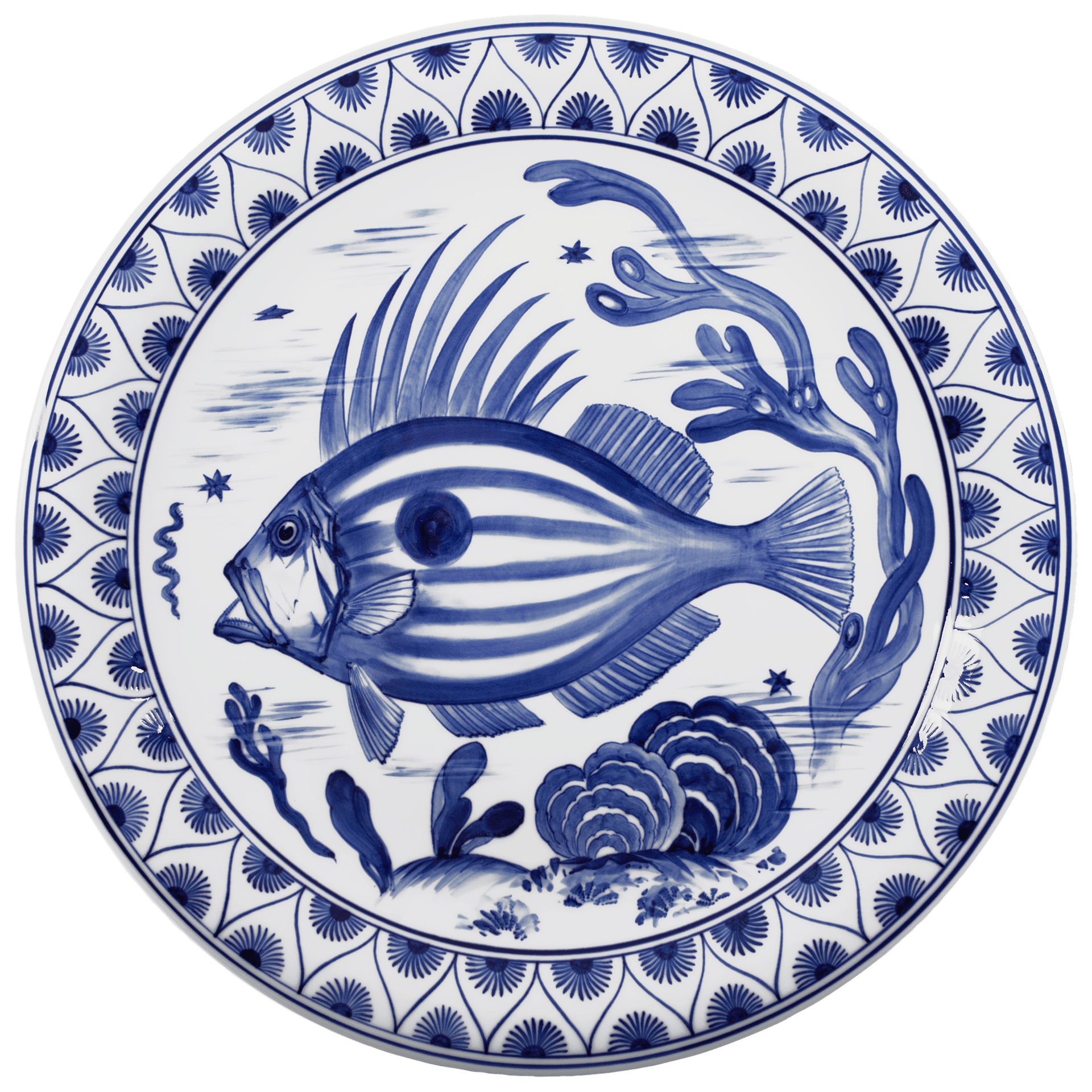 Wandschale Blau Meeresfisch, Ø 46 cm | Meissen Limitierte Meisterwerke 818584 - 54m41 - Meissen Weimar