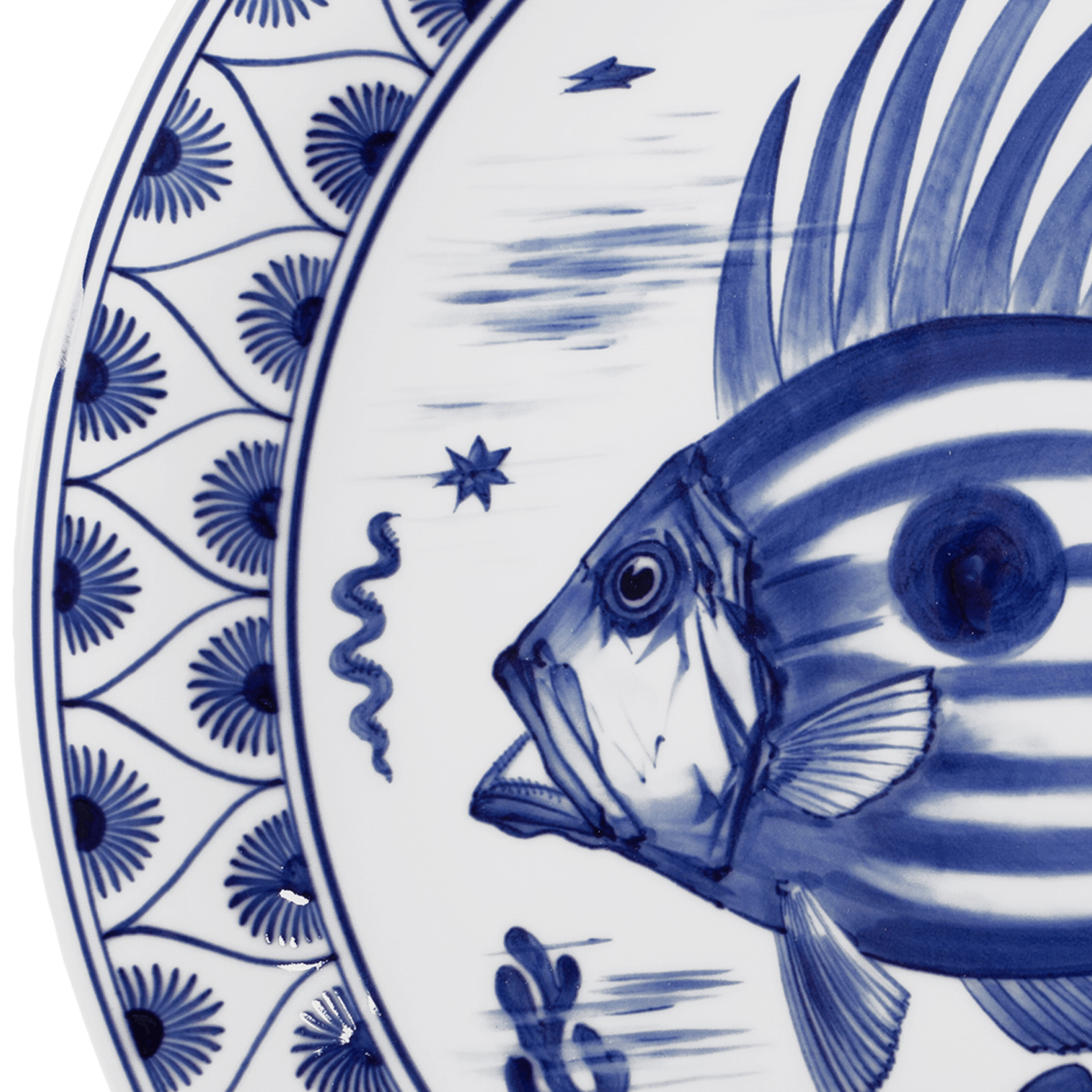 Wandschale Blau Meeresfisch, Ø 46 cm | Meissen Limitierte Meisterwerke 818584 - 54m41 - Meissen Weimar