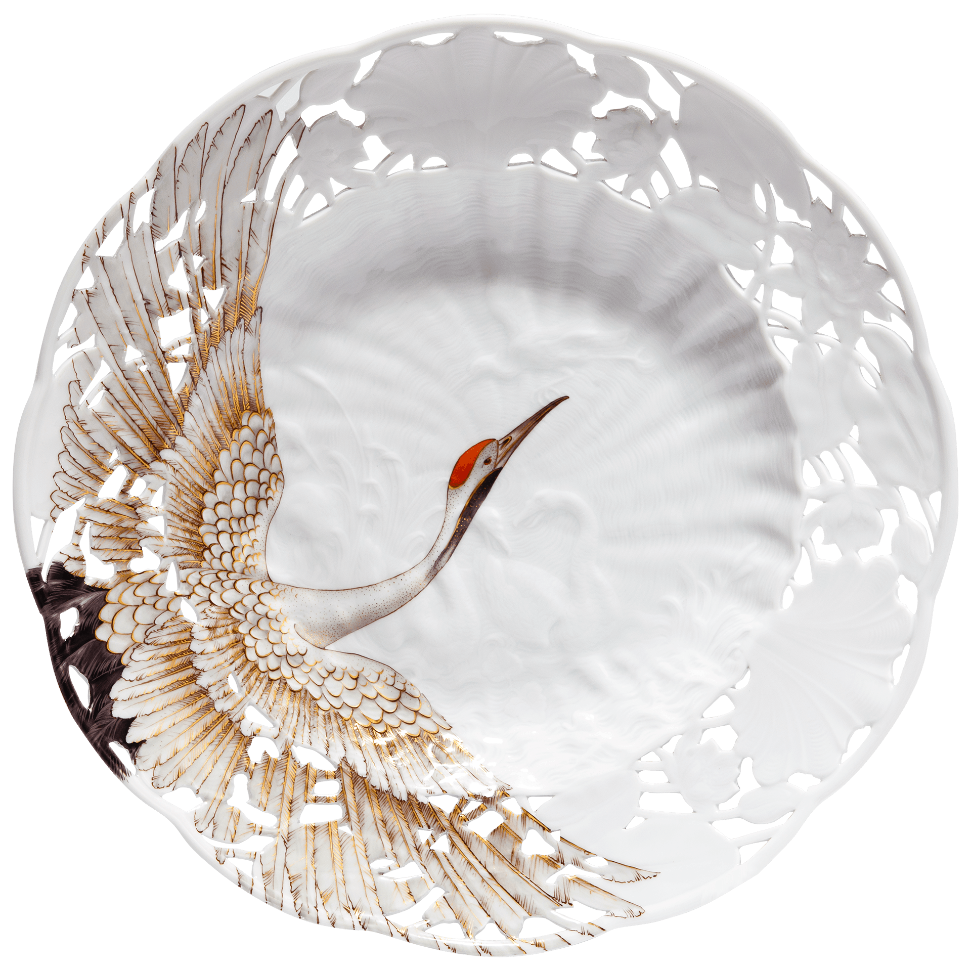 Wandschale Kranich limitiert, Ø 25,5 cm | Meissen Wandschalen - Edition 61a174 - 54m67 - Meissen Weimar