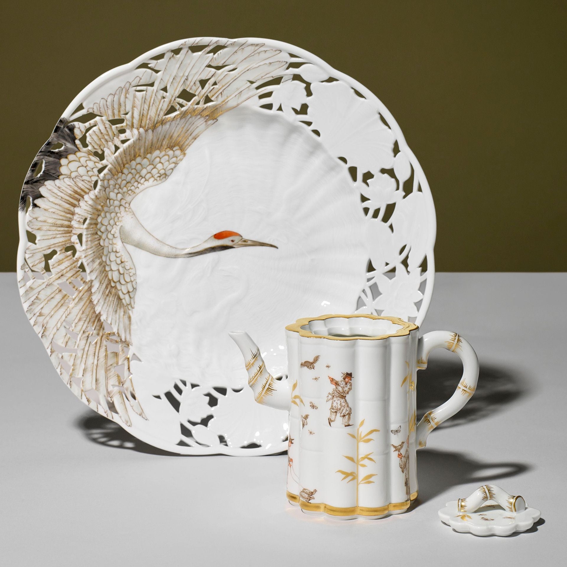 Wandschale Kranich limitiert, Ø 25,5 cm | Meissen Wandschalen - Edition 61a174 - 54m67 - Meissen Weimar