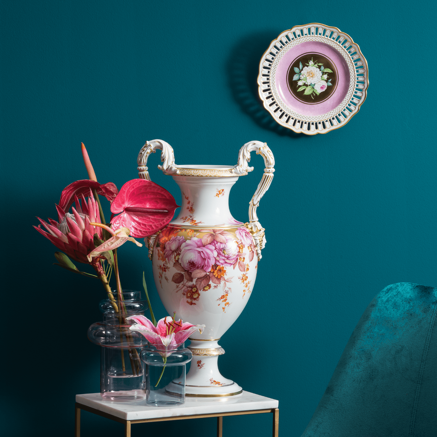 Wandschale Rosemmalerei, Ø 26 cm | Meissen Limitierte Meisterwerke 138384 - 54m73 - Meissen Weimar