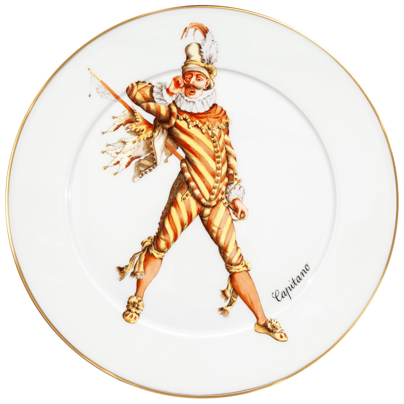 Wandteller, Italienische Komödie Capitano, Ø 33 cm | Meissen Figuren - Edition Italienische Komödie 28a174 - 41m02 - Meissen Weimar