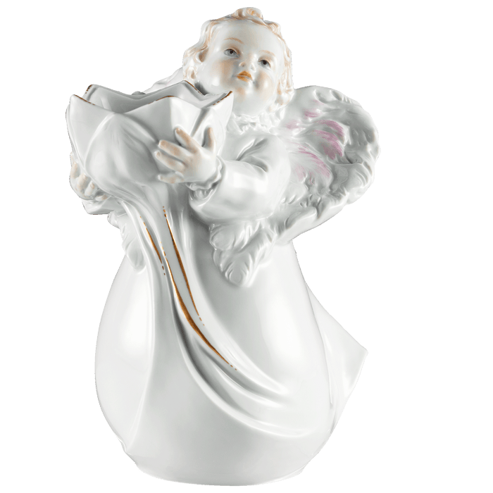 Weihnachtsengel mit Stern, Bunt und gold staffiert, H 17,5 cm | Meissen Figuren-Edition Weihnachten