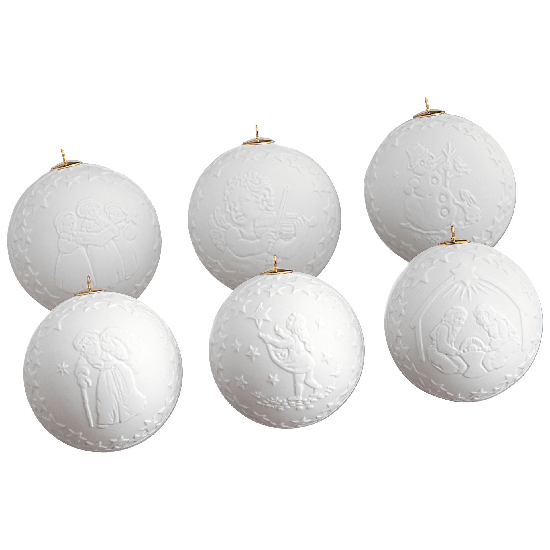 Weihnachtskugeln Biskuit Weiß 6 - Teilig | Meissen No.41 Royal Blossom Bisquit 001001 - c5553 - Meissen Weimar
