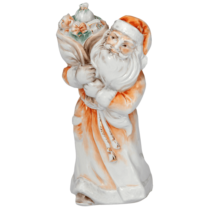 Weihnachtsmann mit Sack, Bunt und gold staffiert-, H 20 cm | Meissen Figuren-Edition Weihnachten