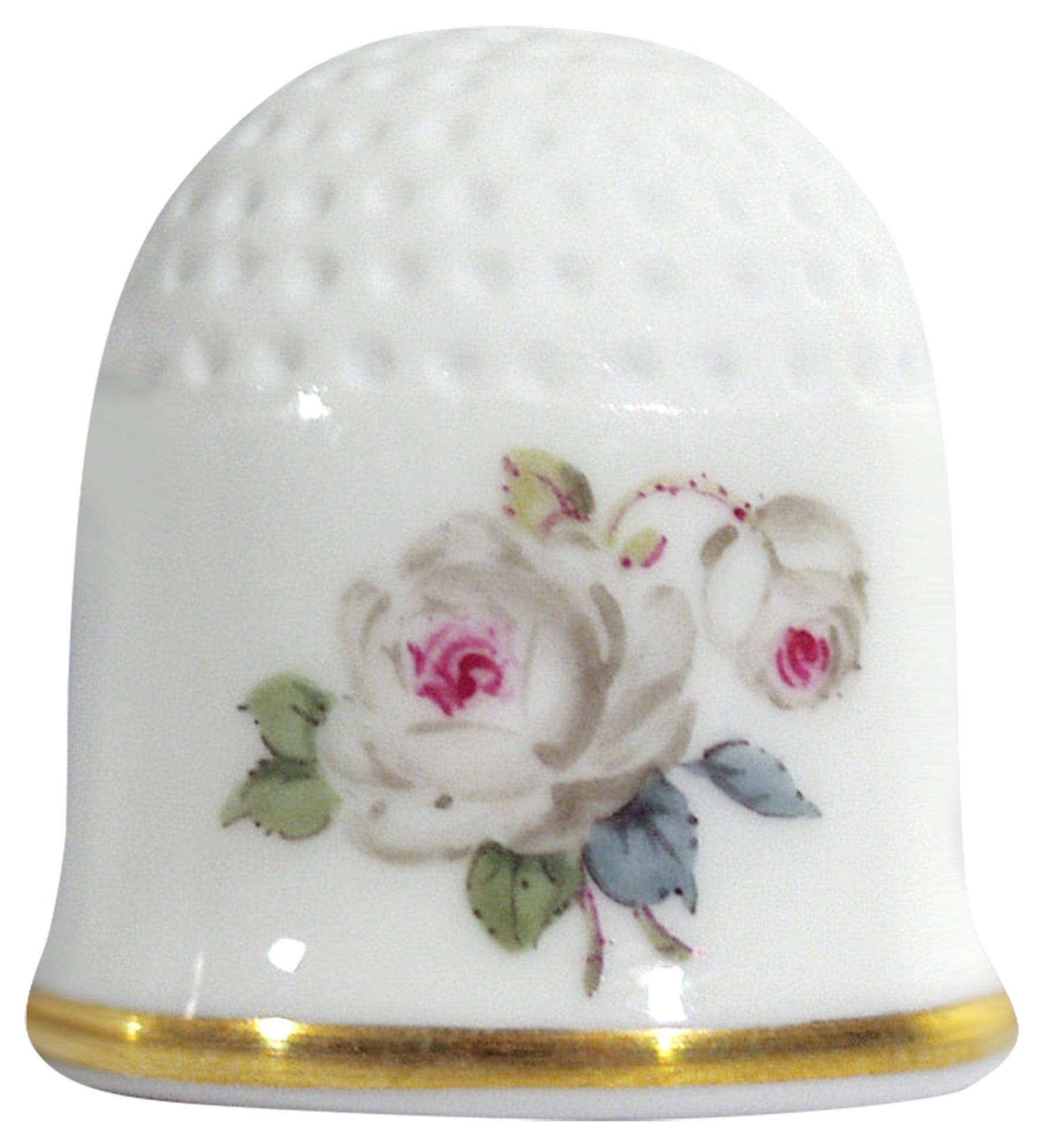 Weiße Rose mit Purpurkern, Goldrand, 2,5 cm 029510 - 53766 - Meissen Weimar