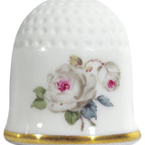 Weiße Rose mit Purpurkern, Goldrand, 2,5 cm | Meissen Fingerhut Kollektion