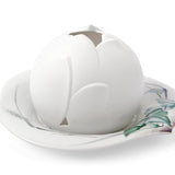 Windlicht Seerosenblüte, Waldflora mit Insekten, bunt, weißer Rand, H 9 cm | Accessoires Meissen Wellenspiel Relief