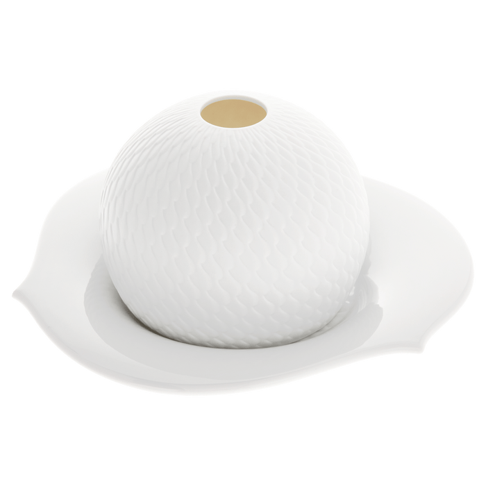 Windlicht, Weiß, H 8,5 cm | Meissen Wellenspiel Relief