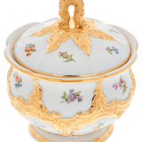 Zuckerdose Gestreute Blümchen Goldbronze H 12 cm | Meissen B-Form