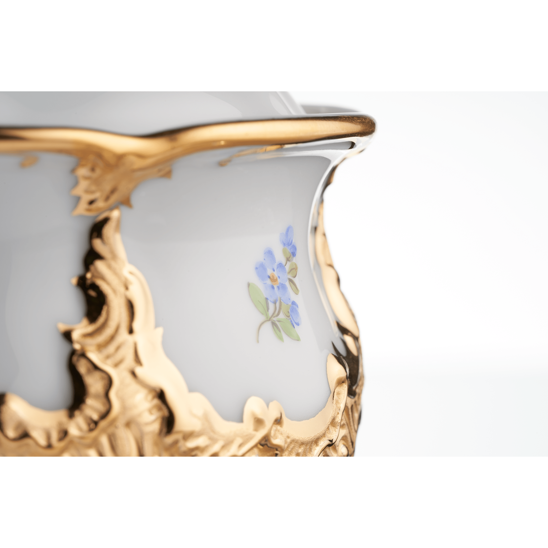 Zuckerdose, gestreute Blümchen, königsblau glasiert, Goldbronze, H 12 cm | Meissen B - Form 011079 - 15823 - Meissen Weimar