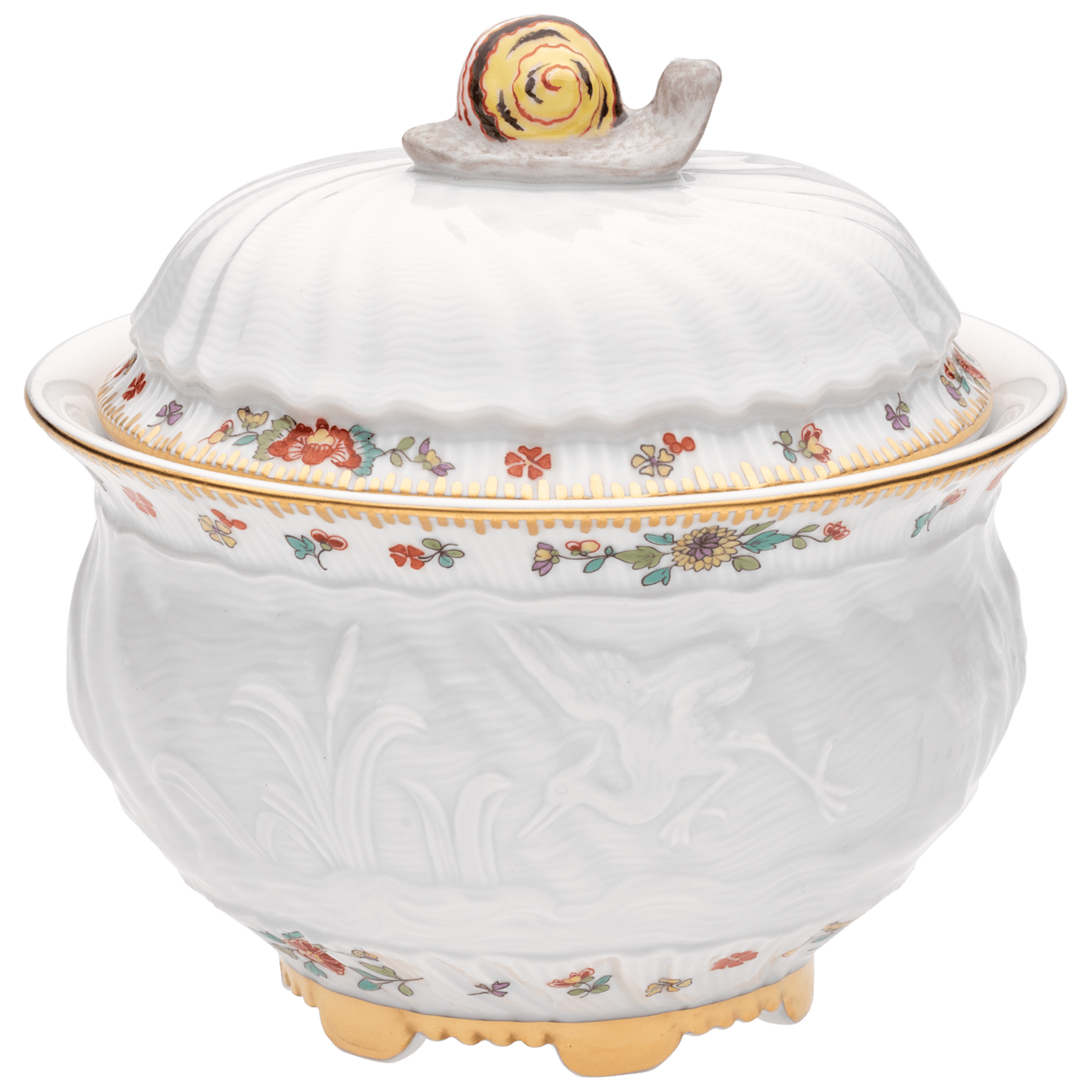 Zuckerdose Indische Blumenzweige, Ø 10,5 cm | Meissen Schwanendessin 397152 - 05827 - Meissen Weimar