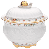 Zuckerdose Indische Blumenzweige, Ø 10,5 cm | Meissen Schwanendessin