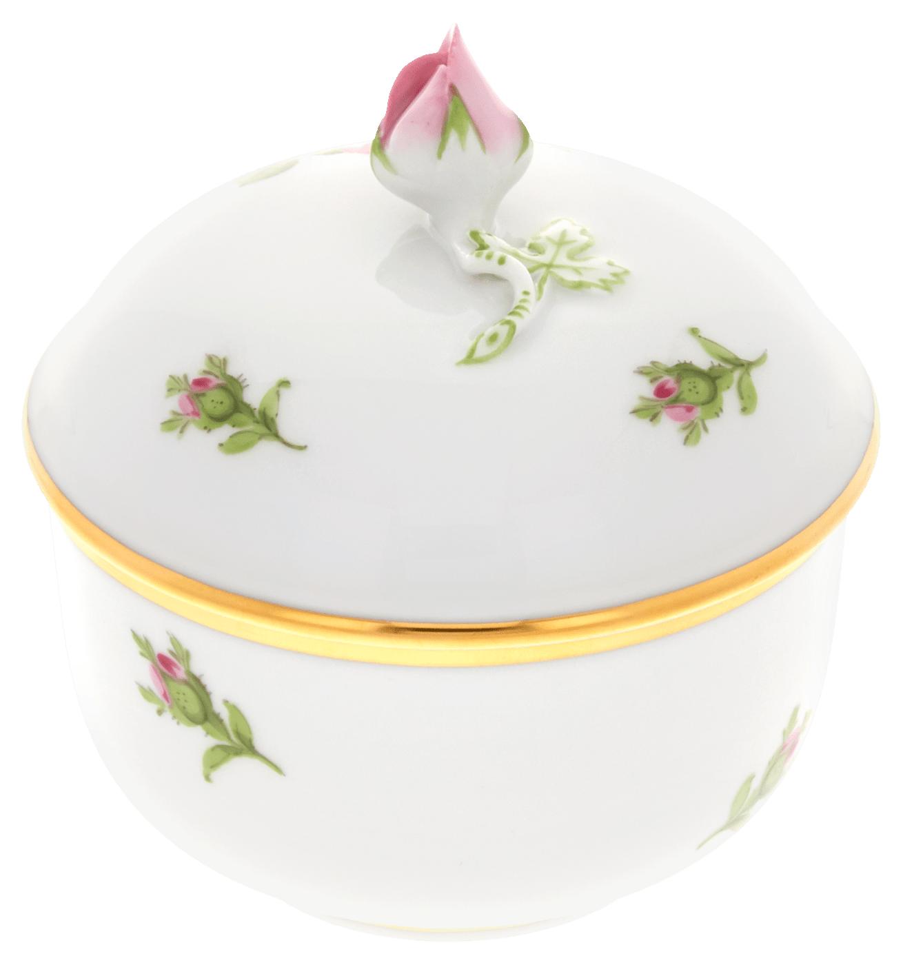 Zuckerdose, Rose mitte, bunt, Goldrand, Ø 9 cm | Meissen Neuer Ausschnitt 020110 - 00822 - Meissen Weimar