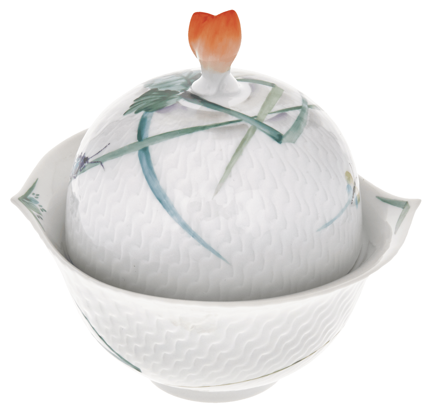 Zuckerdose, Waldflora, H 12,4 cm | Meissen Wellenspiel Relief 614501 - 29824 - Meissen Weimar