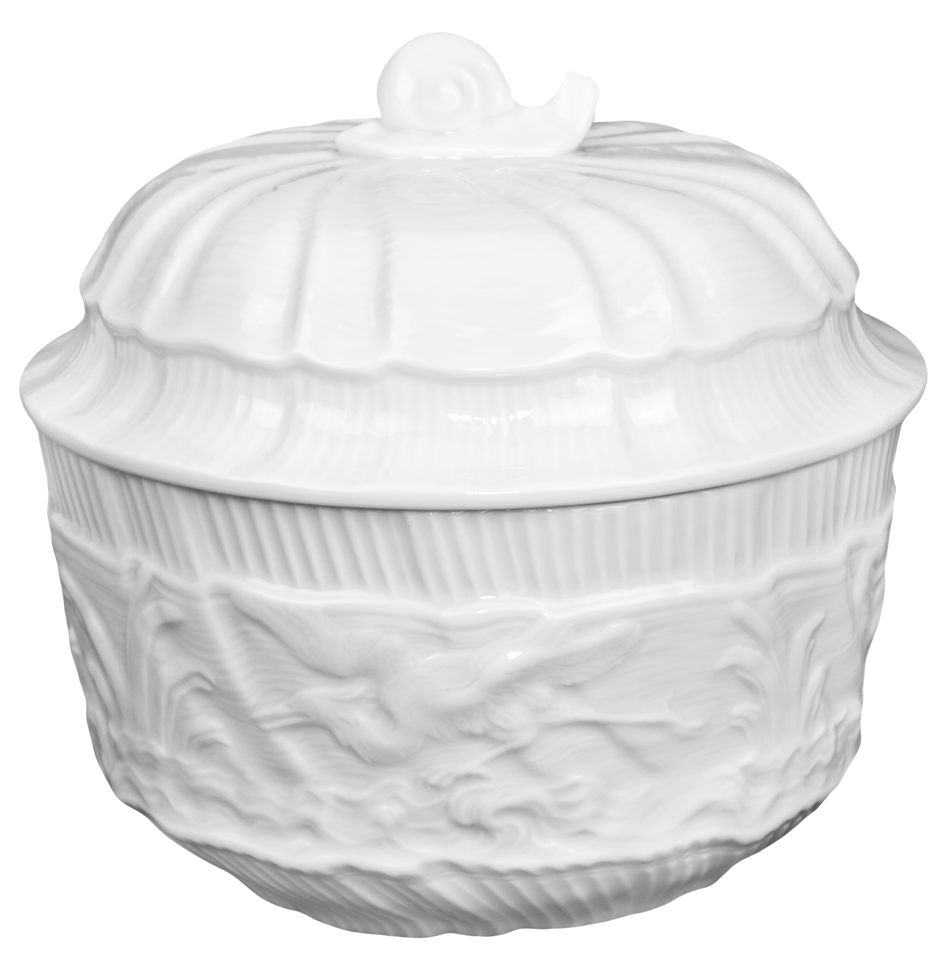 Zuckerdose, Weiß, ø12,5 cm | Meissen Schwanendessin 000001 - 05824 - Meissen Weimar