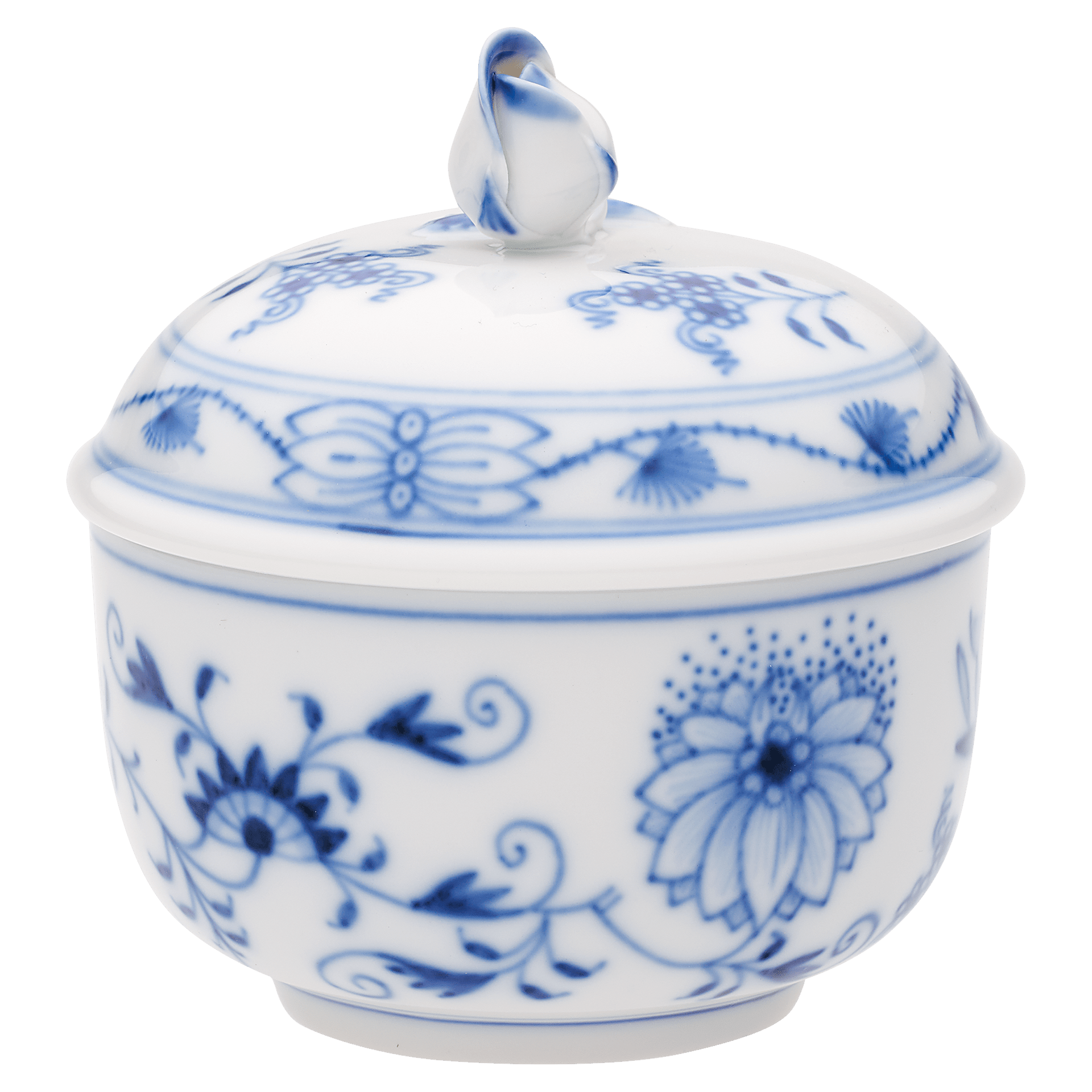 Zuckerdose, Zwiebelmuster, kobaltblau, weißer Rand, Ø 9 cm | Meissen Neuer Ausschnitt 800101 - 00822 - Meissen Weimar